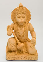 ハヌマーン神の手彫りの木像